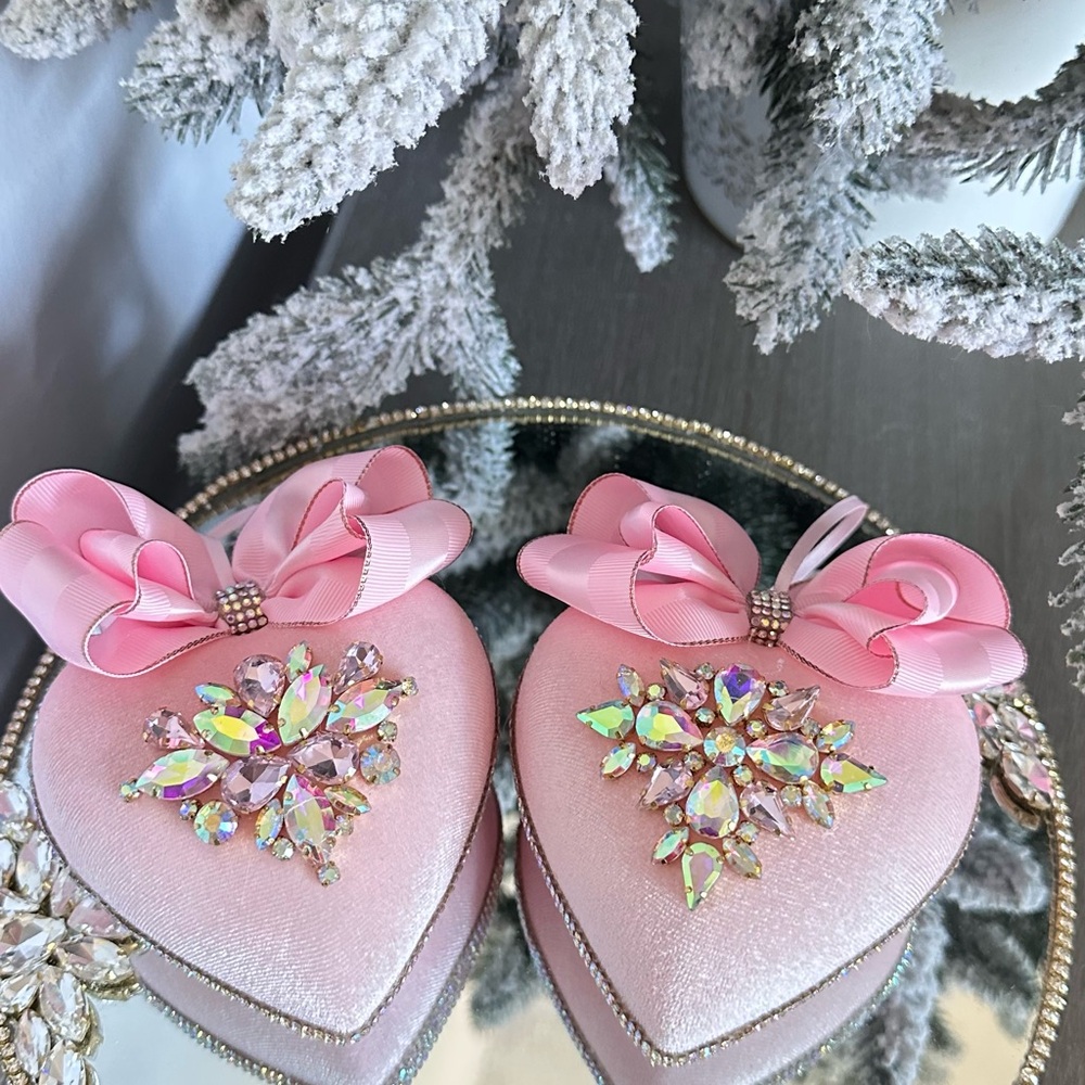 Handmade Pink velvety Heart valentine day decoration